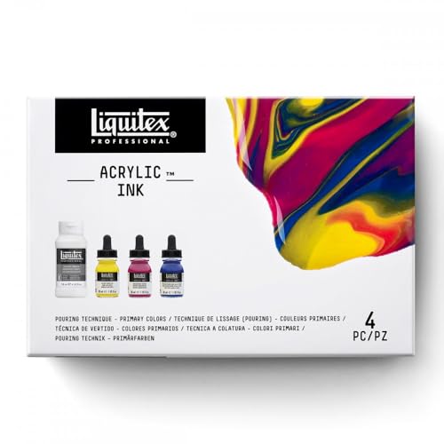 Liquitex 3699438 Ink Professional flüssige Acrylfarben, hochpigmentierte, alterunsbeständige, lichtechte Acryltusche für Kalligraphie und Airbrush- Set a 3 Farben a 30 ml Tusche, Primärfarben von Liquitex