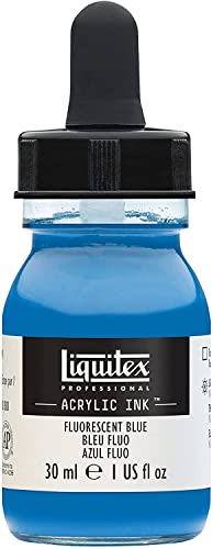 Liquitex 4260984 flüssige Professional Acrylfarben - Ink, Tusche, 30 ml, hochpigmentierte Airbrushfarbe, Fluo Blau von Liquitex