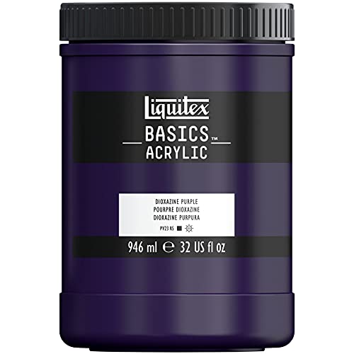 Liquitex 4332186 Basics - Acrylfarbe, monopigmentierte Künstlerpigmente, lichtecht, mittlere Viskosität, Achivqualität, seidenglänzender Finish, 946ml Topf, Dioxazinpurpur von Liquitex