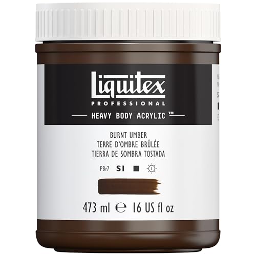 Liquitex 4412128 Professional Heavy Body Acrylfarbe in Künstlerqualität mit ausgezeichneter Lichtechtheit in buttriger Konsistenz, 473ml Topf - Umbra gebrannt von Liquitex