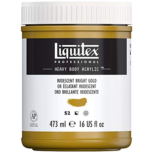 Liquitex 4412234 Professional Heavy Body Acrylfarbe in Künstlerqualität mit ausgezeichneter Lichtechtheit in buttriger Konsistenz, 473ml Topf - Irisierendes Gold von Liquitex
