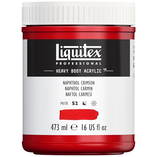 Liquitex 4412292 Professional Heavy Body Acrylfarbe in Künstlerqualität mit ausgezeichneter Lichtechtheit in buttriger Konsistenz, 473ml Topf - Naphtholrot Karmin von Liquitex