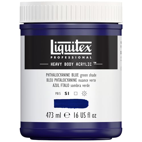 Liquitex 4412316 Professional Heavy Body Acrylfarbe in Künstlerqualität mit ausgezeichneter Lichtechtheit in buttriger Konsistenz, 473ml Topf - Phthaloblau (Grünton) von Liquitex