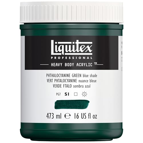 Liquitex 4412317 Professional Heavy Body Acrylfarbe in Künstlerqualität mit ausgezeichneter Lichtechtheit in buttriger Konsistenz, 473ml Topf - Phthalogrün (Blauton) von Liquitex