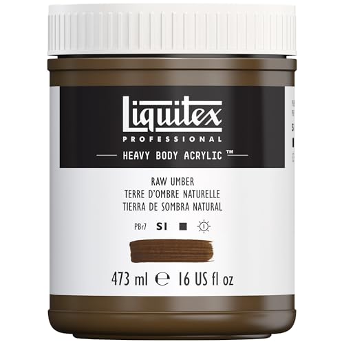 Liquitex 4412331 Professional Heavy Body Acrylfarbe in Künstlerqualität mit ausgezeichneter Lichtechtheit in buttriger Konsistenz, 473ml Topf - Umbra Natur von Liquitex