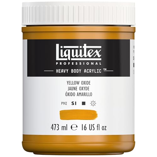 Liquitex 4412416 Professional Heavy Body Acrylfarbe in Künstlerqualität mit ausgezeichneter Lichtechtheit in buttriger Konsistenz, 473ml Topf - Oxidgelb von Liquitex