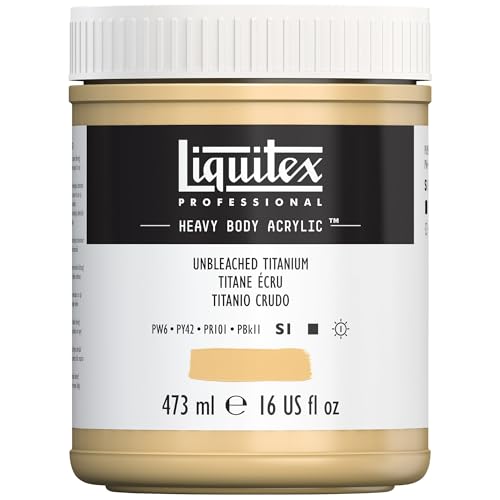 Liquitex 4412434 Professional Heavy Body Acrylfarbe in Künstlerqualität mit ausgezeichneter Lichtechtheit in buttriger Konsistenz, 473ml Topf - Ungebleichtes Titan von Liquitex