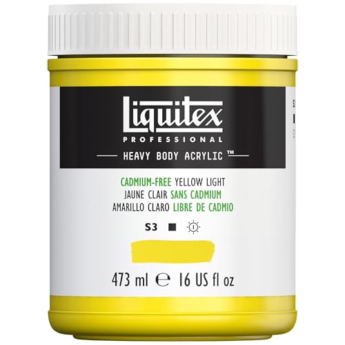 Liquitex 4412889 Professional Heavy Body Acrylfarbe in Künstlerqualität mit ausgezeichneter Lichtechtheit in buttriger Konsistenz, 473ml Topf - Kadmiumfrei Gelb hell von Liquitex