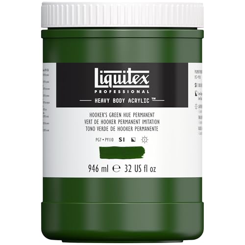 Liquitex 4413224 Professional Heavy Body Acrylfarbe in Künstlerqualität mit ausgezeichneter Lichtechtheit in buttriger Konsistenz, 946ml Topf - Hooker's Grün Farbton von Liquitex