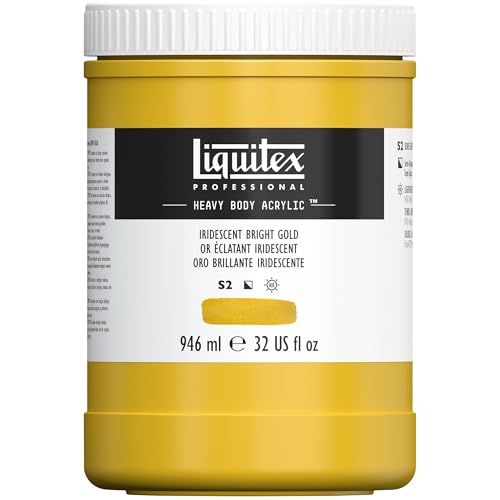 Liquitex 4413234 Professional Heavy Body Acrylfarbe in Künstlerqualität mit ausgezeichneter Lichtechtheit in buttriger Konsistenz, 946ml Topf - Irisierendes Gold von Liquitex