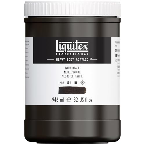 Liquitex 4413244 Professional Heavy Body Acrylfarbe in Künstlerqualität mit ausgezeichneter Lichtechtheit in buttriger Konsistenz, 946ml Topf - Elfenbeinschwarz von Liquitex