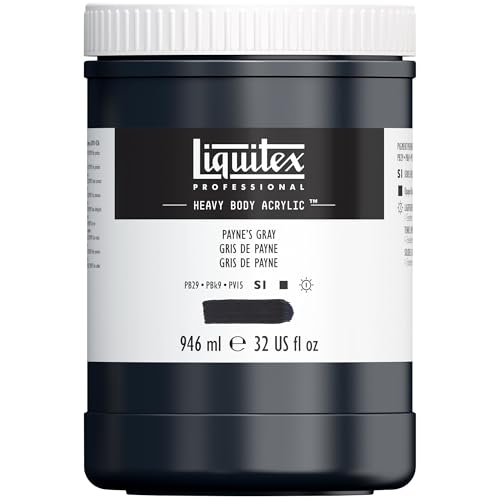 Liquitex 4413310 Professional Heavy Body Acrylfarbe in Künstlerqualität mit ausgezeichneter Lichtechtheit in buttriger Konsistenz, 946ml Topf - Paynes Grau von Liquitex