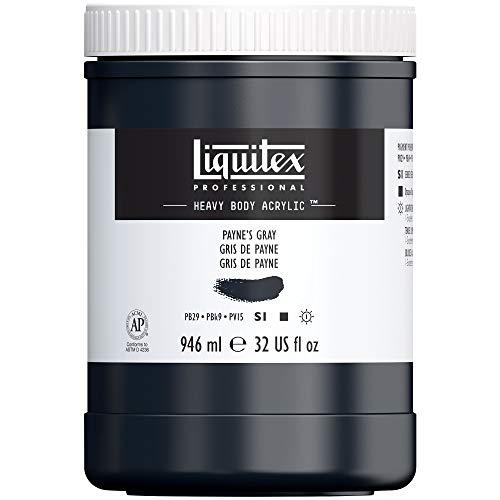 Liquitex 4413310 Professional Heavy Body Acrylfarbe in Künstlerqualität mit ausgezeichneter Lichtechtheit in buttriger Konsistenz, 946ml Topf - Paynes Grau von Liquitex
