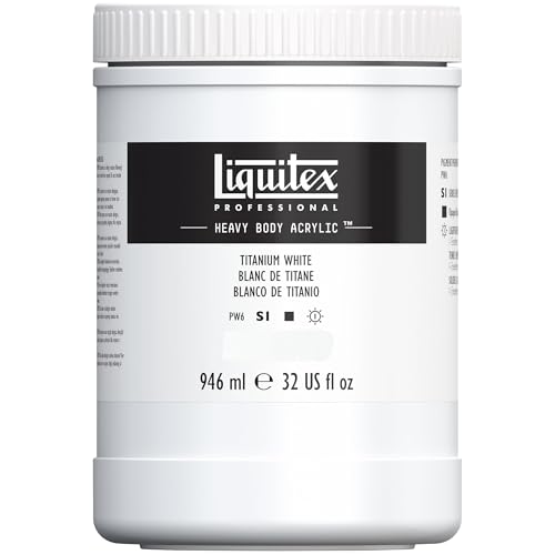 Liquitex 4413432 Professional Heavy Body Acrylfarbe in Künstlerqualität mit ausgezeichneter Lichtechtheit in buttriger Konsistenz, 946ml Topf - Titanweiß von Liquitex