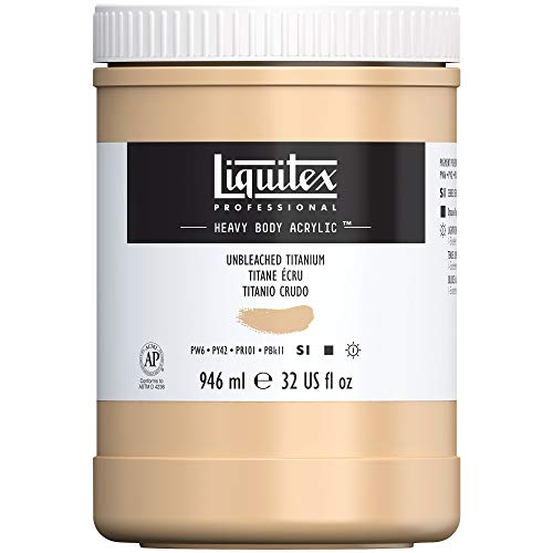 Liquitex 4413434 Professional Heavy Body Acrylfarbe in Künstlerqualität mit ausgezeichneter Lichtechtheit in buttriger Konsistenz, 946ml Topf - Ungebleichtes Titan von Liquitex