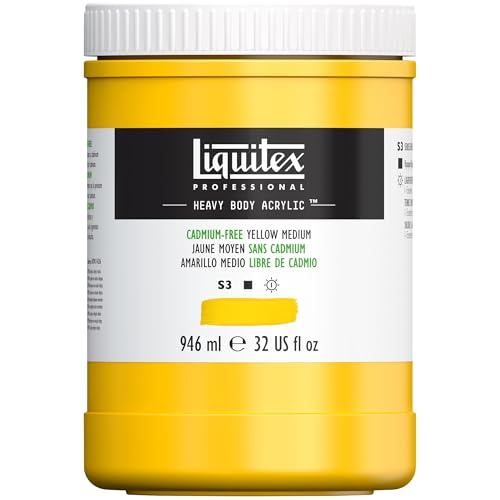 Liquitex 4413889 Professional Heavy Body Acrylfarbe in Künstlerqualität mit ausgezeichneter Lichtechtheit in buttriger Konsistenz, 946ml Topf - Kadmiumfrei Gelb hell von Liquitex