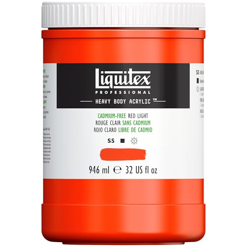 Liquitex 4413893 Professional Heavy Body Acrylfarbe in Künstlerqualität mit ausgezeichneter Lichtechtheit in buttriger Konsistenz, 946ml Topf - Kadmiumfrei Rot hell von Liquitex