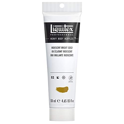 Liquitex 4417234 Professional Heavy Body Acrylfarbe in Künstlerqualität mit ausgezeichneter Lichtechtheit in buttriger Konsistenz, 138ml Tube - Irisierendes helles Gold von Liquitex