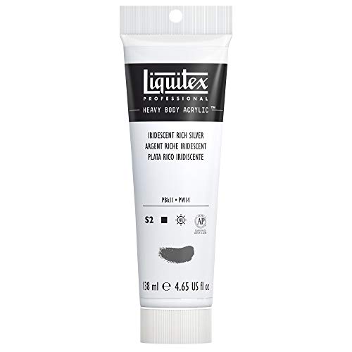 Liquitex 4417239 Professional Heavy Body Acrylfarbe in Künstlerqualität mit ausgezeichneter Lichtechtheit in buttriger Konsistenz, 138ml Tube - Irisierendes Sattes Silber von Liquitex