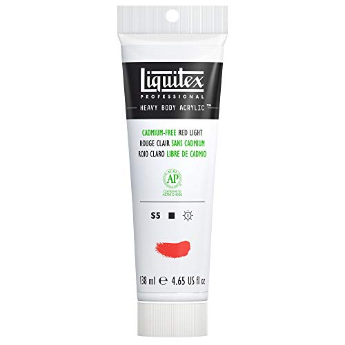 Liquitex 4417893 Professional Heavy Body Acrylfarbe in Künstlerqualität mit ausgezeichneter Lichtechtheit in buttriger Konsistenz, 138ml Tube - Kadmiumfrei Rot hell von Liquitex