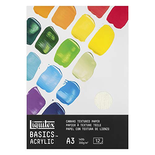 Liquitex 4602005 Basics Acrylpapier - Malblock für Acrylfarben, 12 Blatt weiß, 300 g/m² schweres Malpapier für Acrylmalerei, 100% säurefrei mit Leinwandprägung - A3 Liquitex 4602005 Basics Acrylpapier - Malblock für Acrylfarben, 12 Blatt weiß, 300 g/m² schweres Malpapier für Acrylmalerei, 100% säurefrei mit Leinwandprägung - A3 von Liquitex