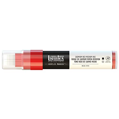 Liquitex 4610151 Professional Paint Acrylfarben Marker, Künstlerpigmente zum Zeichen, Malen auf Papier, Leinwand, Textilien, breite Spitze, Strichstärke 8 - 15 mm - Kadmium - Rot mittel Imit. Nr. 4 von Liquitex