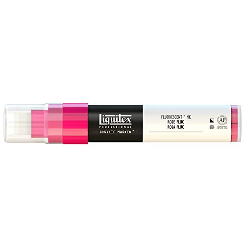 Liquitex 4610987 Professional Paint Marker, Acrylmarker mit hochpigmentierte Acrylfarbe auf Wasserbasis für den Innenbereich & Außenbereich, breite Spitze - Rosa fluoreszierend von Liquitex