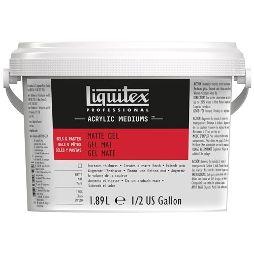 Liquitex 5341 Professional Mattes Gel Medium, entzieht Acrylfarben den Glanz, kann als Klebemittel für Collagen benutzt werden, 1,89 Liter Flasche von Liquitex