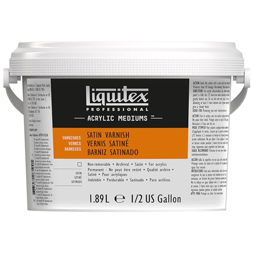 Liquitex 5346 Professional Seidenmatter Firnis für Acrylfarben, permanent, hochelastisch, universell einsetzbarer Schlussfirnis in Archivqualität - 1,89 Liter, Transparent von Liquitex