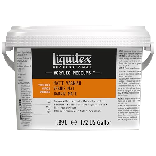 Liquitex 5347 Professional matter Firnis, Schlussfirnis für Acrylfarben - seidenmatte Oberfläche, nicht gilbend, alterungsbeständig, schnell trocknend, Archivqualität - 1,89 Liter Flasche, Farblos von Liquitex