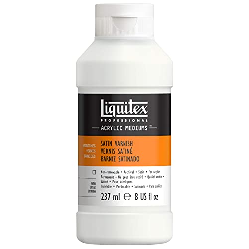 Liquitex 8208 Professional Seidenmatter Firnis für Acrylfarben, permanent, hochelastisch, universell einsetzbarer Schlussfirnis in Archivqualität - 237ml Flasche, Transparent von Liquitex