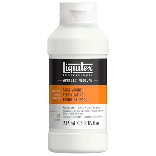 Liquitex 8208 Professional Seidenmatter Firnis für Acrylfarben, permanent, hochelastisch, universell einsetzbarer Schlussfirnis in Archivqualität - 237ml Flasche, Transparent von Liquitex