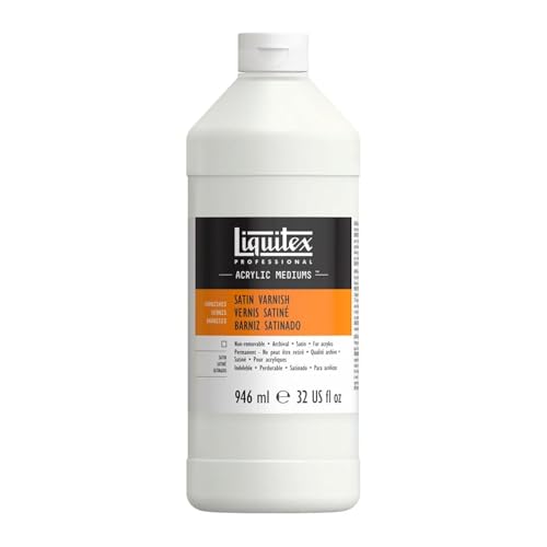 Liquitex 8232 Professional Seidenmatter Firnis für Öl- und Acrylfarben, permanent, hochelastisch, universell einsetzbarer Schlussfirnis in Archivqualität - 946ml Flasche, Transparent von Liquitex