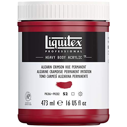 Liquitex 8870269 Professional Heavy Body Acrylfarbe in Künstlerqualität mit ausgezeichneter Lichtechtheit in buttriger Konsistenz, 473ml Topf - Karmesinrot Perm Farbton von Liquitex