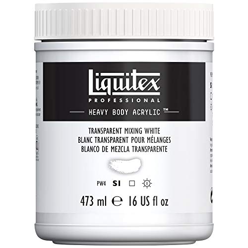 Liquitex 8870280 Professional Heavy Body Acrylfarbe in Künstlerqualität mit ausgezeichneter Lichtechtheit in buttriger Konsistenz, 473ml Topf - Mischweiß transparent von Liquitex
