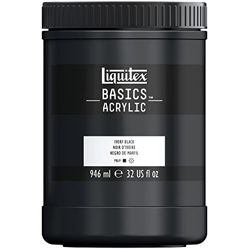 Liquitex 8870354 Basics - Acrylfarbe, monopigmentierte Künstlerpigmente, lichtecht, mittlere Viskosität, Archivqualität, seidenglänzender Finish, 946ml Topf - Elfenbeinschwarz Liquitex 8870354 Basics - Acrylfarbe, monopigmentierte Künstlerpigmente, lichtecht, mittlere Viskosität, Archivqualität, seidenglänzender Finish, 946ml Topf - Elfenbeinschwarz von Liquitex