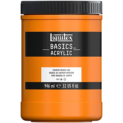 Liquitex 8870367 Basics - Acrylfarbe, monopigmentierte Künstlerpigmente, lichtecht, mittlere Viskosität, Archivqualität, seidenglänzender Finish, 946ml Topf - Kadmiumorange Farbton von Liquitex