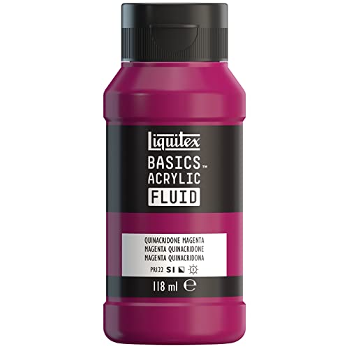 Liquitex 8870393 Basics Fluid Acrylfarbe mit fließender Konsiszenz, schnell trocknend, lichtecht, wasserfest, auf Wasserbasis, 118ml Flasche - Quinacridone Magenta von Liquitex