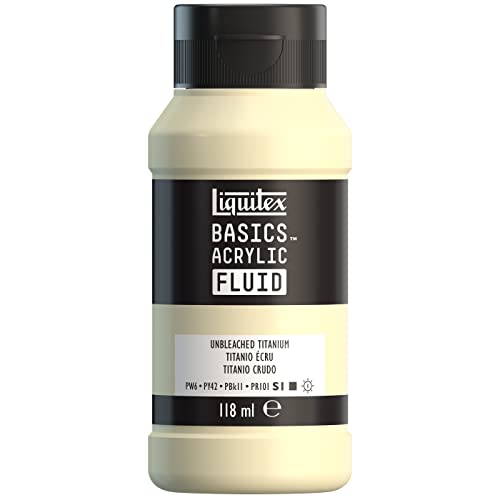 Liquitex 8870411 Basics Fluid Acrylfarbe mit fließender Konsiszenz, schnell trocknend, lichtecht, wasserfest, auf Wasserbasis, 118ml Flasche - Ungebleichtes Titan von Liquitex