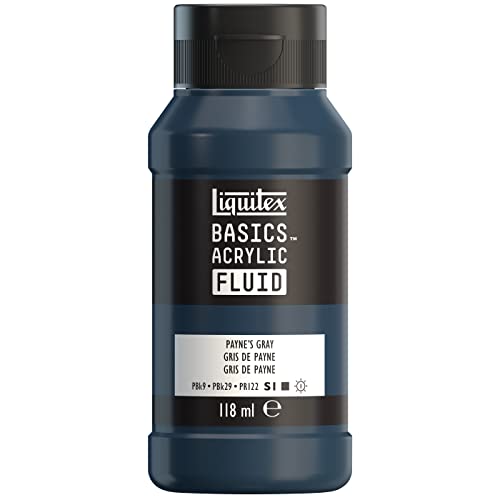 Liquitex 8870415 Basics Fluid Acrylfarbe mit fließender Konsiszenz, schnell trocknend, lichtecht, wasserfest, auf Wasserbasis, 118ml Flasche - Payne's Grau von Liquitex