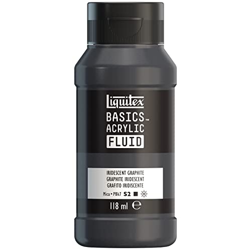 Liquitex 8870419 Basics Fluid Acrylfarbe mit fließender Konsiszenz, schnell trocknend, lichtecht, wasserfest, auf Wasserbasis, 118ml Flasche - Irisierendes Graphit von Liquitex