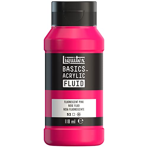 Liquitex 8870425 Basics Fluid Acrylfarbe mit fließender Konsiszenz, schnell trocknend, lichtecht, wasserfest, auf Wasserbasis, 118ml Flasche - Rosa Fluo von Liquitex