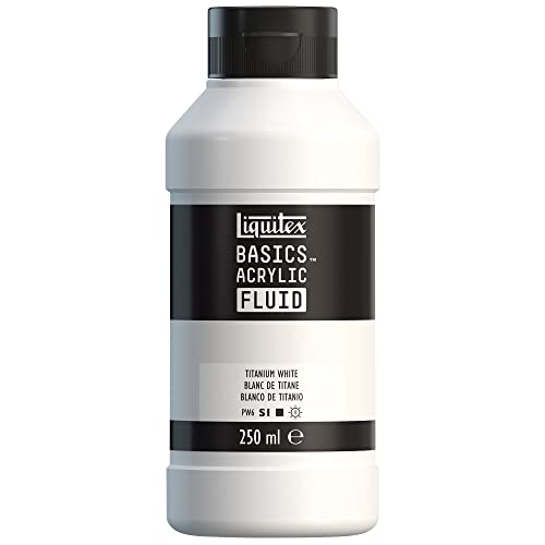 Liquitex 8870428 Basics Fluid Acrylfarbe mit fließender Konsiszenz, schnell trocknend, lichtecht, wasserfest, auf Wasserbasis, 250ml Flasche - Titanweiß von Liquitex