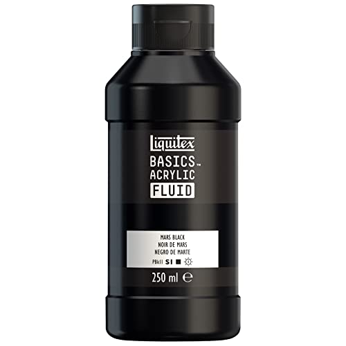 Liquitex 8870429 Basics Fluid Acrylfarbe mit fließender Konsiszenz, schnell trocknend, lichtecht, wasserfest, auf Wasserbasis, 250ml Flasche - Marsschwarz von Liquitex