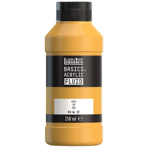 Liquitex 8870430 Basics Fluid Acrylfarbe mit fließender Konsiszenz, schnell trocknend, lichtecht, wasserfest, auf Wasserbasis, 250ml Flasche - Gold von Liquitex