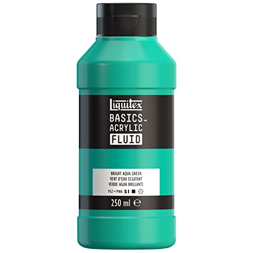 Liquitex 8870432 Basics Fluid Acrylfarbe mit fließender Konsiszenz, schnell trocknend, lichtecht, wasserfest, auf Wasserbasis, 250ml Flasche - Aquagrün Leuchtend von Liquitex