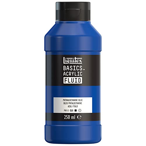 Liquitex 8870435 Basics Fluid Acrylfarbe mit fließender Konsiszenz, schnell trocknend, lichtecht, wasserfest, auf Wasserbasis, 250ml Flasche - Phthalozyaninblau von Liquitex