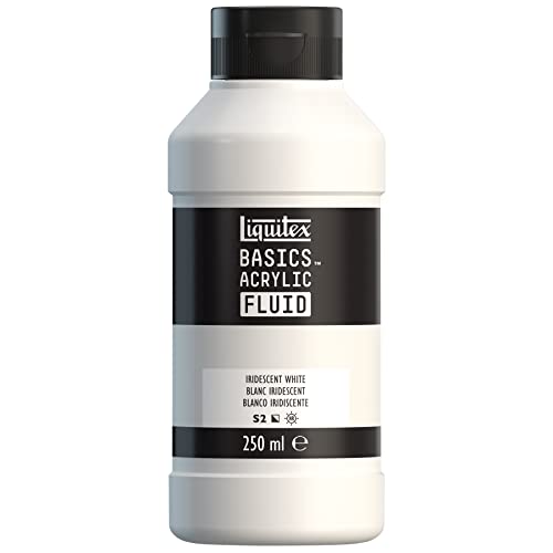 Liquitex 8870438 Basics Fluid Acrylfarbe mit fließender Konsiszenz, schnell trocknend, lichtecht, wasserfest, auf Wasserbasis, 250ml Flasche - Irisierendes Weiß von Liquitex