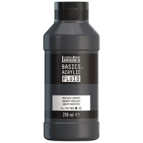 Liquitex 8870439 Basics Fluid Acrylfarbe mit fließender Konsiszenz, schnell trocknend, lichtecht, wasserfest, auf Wasserbasis, 250ml Flasche - Irisierendes Graphit von Liquitex