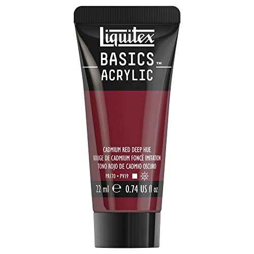 Liquitex 8870449​ Basics Acrylfarbe - Kadmiumrot Dunkel Farbton​, 22ml Tube, lichtecht, wasserfest, zum Malen und Dekorieren von Holz, Metall, Keramik, Kunststoff, Leinwand von Liquitex